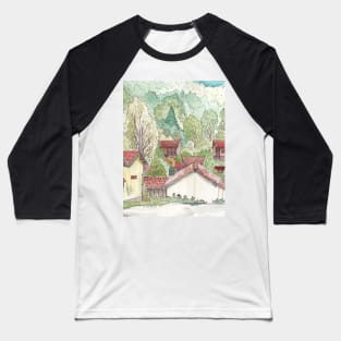 Wooden Houses In A Forest Vietnam Landscape Art Baseball T-Shirt